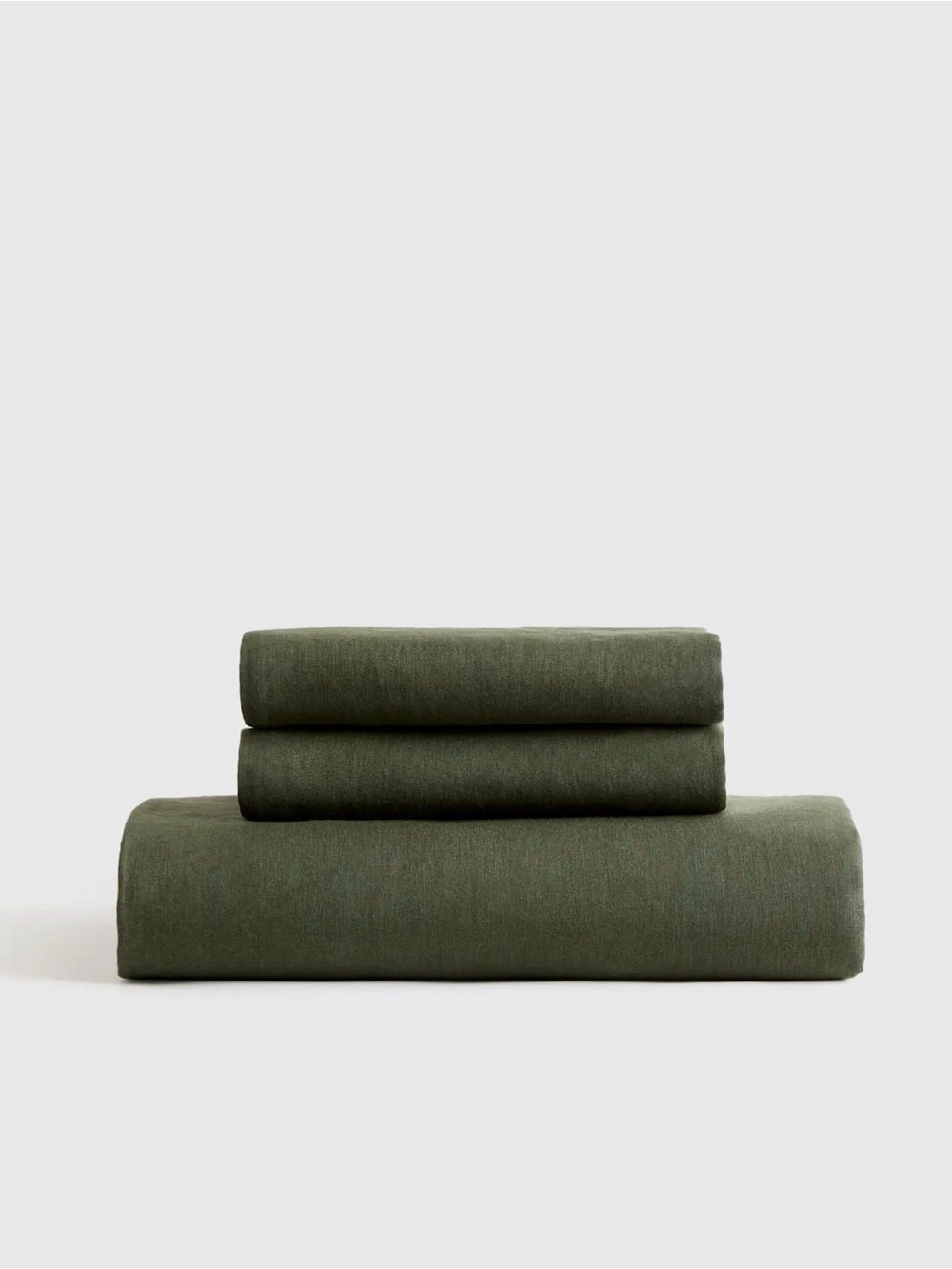 Full Pine Green European Linen Fitted Sheet Set - Retail $114